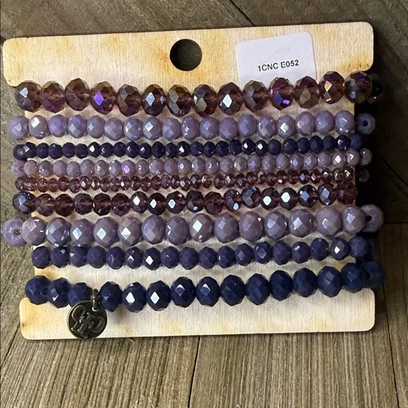 Pink Panache Purple Beaded Stack Bracelet Set - Picture 4 of 6